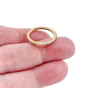 Vintage Sterling Silver 925 Gold Tone Baguette CZ Eternity Band Ring Size 9